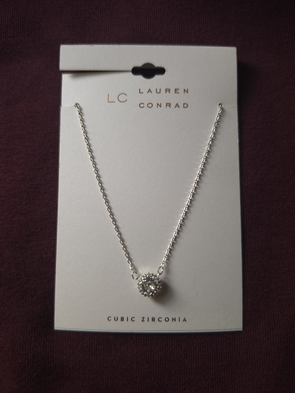 LC Lauren Conrad Silver Cubic Zirconia Halo Pendant Necklace